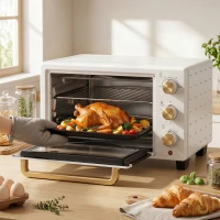 HOMCOM 21L Mini Countertop Oven, 100°C-230°C Adjustable Temperature, White(m-2)
