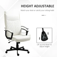 Vinsetto Scaun de Birou cu Spătar Înalt Înălțime Ajustabilă și Funcție de Înclinare 65x65x102-112,5 cm Crem(m-4)