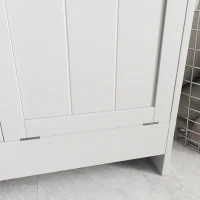 kleankin Mueble Ropa Sucia con 2 Cestos para Ropa Sucia Ideal para Lavandería 66x33x68 cm Blanco(m-9)