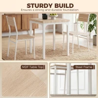 HOMCOM Three-Piece Minimal and Compact Dining Set, Oak Wood Effect(m-5)