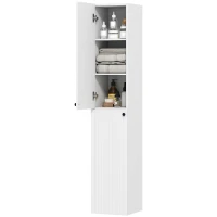 HOMCOM Wandgemonteerde badkamerkast, gelakte afwerking, 6 planken, MDF, Wit(m-10)