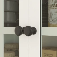 HOMCOM Keukenkast met glazen deuren, 2 lades, servieskast, eetkamerkast, hout, 68 x 39,5 x 170 cm, Wit(m-9)