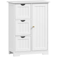 HOMCOM Badkamerkast, Badkamercommode, 3 Laden, Schap, MDF, Wit(m-1)