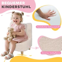 AIYAPLAY Kinderfauteuil, pluche fauteuil met berenoren, fleece-bekleding, schuim, Beige(m-4)