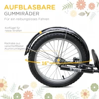 HOMCOM Kinderstep, Verstelbaar, Antislip, Stalen Frame, Afneembare Mand, Remmen, Rubberen Banden(m-7)