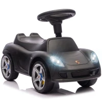 AIYAPLAY Voiture porteur enfant Porsche avec klaxon, lumières, sons de moteur, pour 18–36 mois, noir mat(m-7)