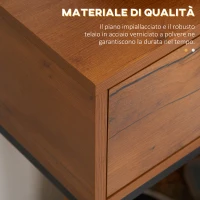 HOMCOM Consolle da Ingresso Minimal con Cassetto, in Legno e Acciaio, 80x30x76 cm, Color Legno e Nero(m-6)