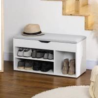 HOMCOM Armario Zapatero para Almacenamiento Banco de Zapatero con Asiento Estantes Cajón y Cojín Dos Niveles para Entrada y Recibidores Moderno Carga Max 120kg 80x30x43cm Blanco(m-10)