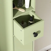 kleankin Colonne de rangement armoire haute pour salle de bain 1 tiroir 4 étagères réglables et 2 placards 20 x 20 x 180 cm vert(m-9)