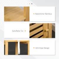 kleankin Badplank, kastvak met lamellendeur, verstelbare planken, Bamboe, ca. 33 x 30 x 120 cm(m-6)