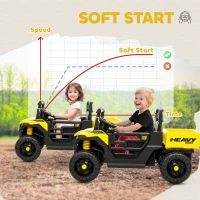 AIYAPLAY Kids Ride on Car, 12V Electric Kids UTV with Electric Dump Bed, 4-Wheel Suspension for 3-8 Years, Yellow(m-7)
