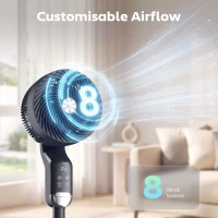 HOMCOM 20 dB Silent Standing Fan, Pedestal Fan with Remote, Oscillating, 8 Speeds, Adjustable Height, 12H Timer(m-6)