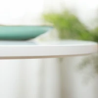 HOMCOM eettafel voor 2 personen, rond tafelblad, stalen voet, wit, 70 x 70 x 75 cm(m-7)