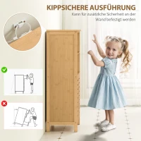 kleankin badkamermeubel van bamboe, met lamellendeuren, 2 planken, 1 kast, 50 cm x 29 cm x 92 cm, naturel(m-7)