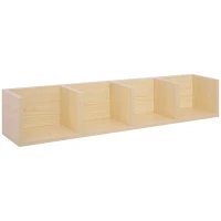 HOMCOM Wall Mount 84 CD / 56 DVD/Blu-ray/ Media Storage Rack 4 Cubes Wooden Shelf Organizer Unit Bookcase Display, Natural(m-1)