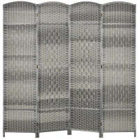 HOMCOM Paravent intérieur en bois 4 panneaux séparateur de pièce pliable pour salon chambre 180 x 180 cm gris mélangé(m-12)