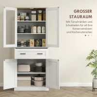 HOMCOM Küchenschrank, Buffet, Acrylfront, Schubladen, 76 x 40 x 182,5 cm, Cremeweiß(m-5)