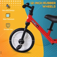 HOMCOM 11 Inch Kids Balance Bike Training Pedal Bicycle W/ Removable Stabilizers EVA Tyres Adjustable Seat Height 2 to 5 Years Gift for Boys Girls Red(m-7)