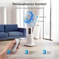 HOMCOM Staande ventilator met waternevel, 75° oscillatie, 3 snelheden, 3 modi, Wit(m-5)