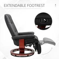 HOMCOM Reclining Swivel Chair, with Footrest - Black(m-5)