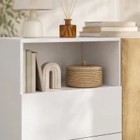 HOMCOM Modern sideboard met 2 soft-close deuren en 2 laden, 140 x 40 x 85 cm, wit(m-10)