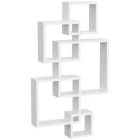 HOMCOM Estante de Parede com 5 Cubos Estante Flutuante de Madeira Estilo Moderno 49,5x10,2x86cm Branco(m-12)