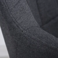 HOMCOM 2 Pieces Linen-Touch Fabric Dining Chair with Grid Pattern Cushion and Backrest, Mid Back Leisure Chair with Steel Leg, Sponge Padded Armchair for Dining Room(m-9)