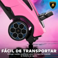 AIYAPLAY Coche Eléctrico para Niños de +3 Años con licencia Lamborghini Batería 12V Mando a Distancia 2,4 G Motor Doble Rosa(m-6)