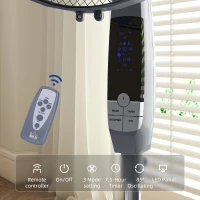 HOMCOM 16in Pedestal Standing Floor Fan, Oscillation Cooling Fan with Remote Control, Grey(m-4)