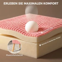 HOMCOM Tweezitsbank, Elegant Scandi Design, Stevig Houten Frame, tot 150 kg, 117 x 56,5 x 77 cm, Roze(m-5)