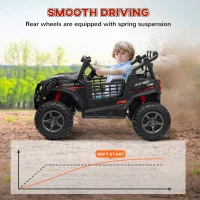 AIYAPLAY 24V 2 Seater Kids Electric Car with Remote Control, Suspension System,  Slow Start, 3 Speeds, for 3-8 Years, Black(m-6)