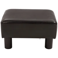 HOMCOM Hocker met stoffen bekleding in kunstlederlook, tot 100 kg, koffie, 40 x 30 x 24 cm(m-6)
