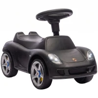 AIYAPLAY Voiture porteur enfant Porsche avec klaxon, lumières, sons de moteur, pour 18–36 mois, noir mat(m-1)