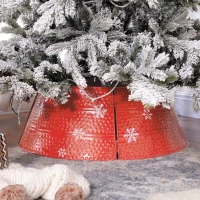 HOMCOM Falda para Árbol de Navidad de Metal Impermeable Decoración para Árbol Navideño 66x66x23 cm Rojo(m-7)