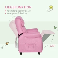 HOMCOM kinderbank kinderbank kinderfauteuil stoel ligbank verstelbaar met voetensteun voor 3-8 jaar jongens en meisjes roze 58x53x70cm(m-5)