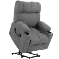 HOMCOM Seniorenfauteuil met opsta-hulp, ligfunctie, incl. afstandsbediening, 144 cm x 91 cm x 88 cm, Grijs(m-1)