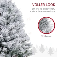 HOMCOM Kerstboom 90 cm, LED-Verlichting, Sneeuwtakken, Dennenappels, Vlamvertragend, Betonnen Voet(m-6)