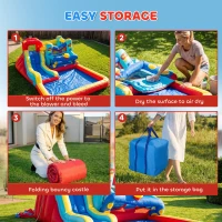 Outsunny 4-in-1 Bouncy Castle, with Slide, Trampoline, Climbing Wall, Blower, Multicoloured(m-7)