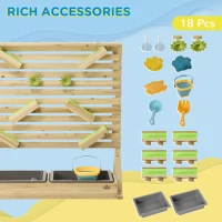 Outsunny Outdoor Kids Running Water and Sand Playset, with 18 Accessories(m-6)
