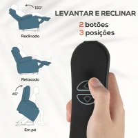 HOMCOM Poltrona Relax Reclinável Elétrica Elevatória com Porta USB Controlo Remoto Assento Amplo Apoio para os Pés Azul(m-4)