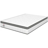 HOMCOM Matelas 140 x 190 cm, 20cm d'épaisseur, matelas à ressorts ensachés 7 zones mousse à mémoire forme au gel rafraîchissant(m-18)