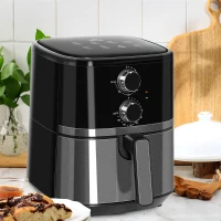 HOMCOM 4.5L Air Fryer, 1500W Air Fryer Oven with Rapid Air Circulation, Adjustable Temperature, Timer and Nonstick Basket for Oil Less or Low Fat Cooking, Black(m-2)