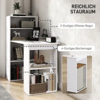 HOMCOM Bureau Kantoorbureau Computertafel, 2 planken, 5 legplanken, 120 cm x 55 cm x 120 cm, Wit(m-5)