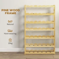 HOMCOM 42-Bottle Wooden Wine Rack - Natural Finish(m-5)