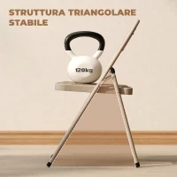 HOMCOM Set di 2 Sedie Pieghevoli con Seduta Imbottita in poliestere e Struttura in Acciaio, Beige(m-5)