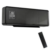 HOMCOM Chauffage mural en céramique 1000/2000W, radiateur électrique, ventilateur, thermostat, minuterie, 54x18,7x12,3cm, noir