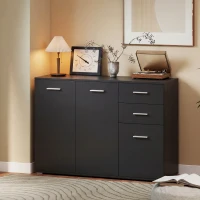 HOMCOM Sideboard, Modern Storage Cabinet with 2 Drawers, 3 Doors and Adjustable Shelves, Black(m-10)