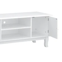 HOMCOM TV Unit up to 55", 2 Doors TV Cabinet with Open Storage Shelves and Cable Management for Living Room, Bedroom, Entertainment Room, 120L x 45W x 50.5H, White(m-9)