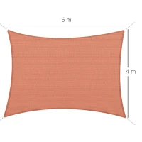 Outsunny Tenda a Vela Rettangolare 4x6 m Resistente ai Raggi UV con Corda, in PE e Acciaio Inox, Rossa(m-3)