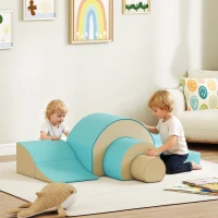 AIYAPLAY 5-delig Softbouwstenen Set voor Baby's en Peuters, Schuim, Kunstleer, 5 Creatieve Vormen, Binnen Set voor Klimmen, Kruipen, Spelen, Groen(m-2)